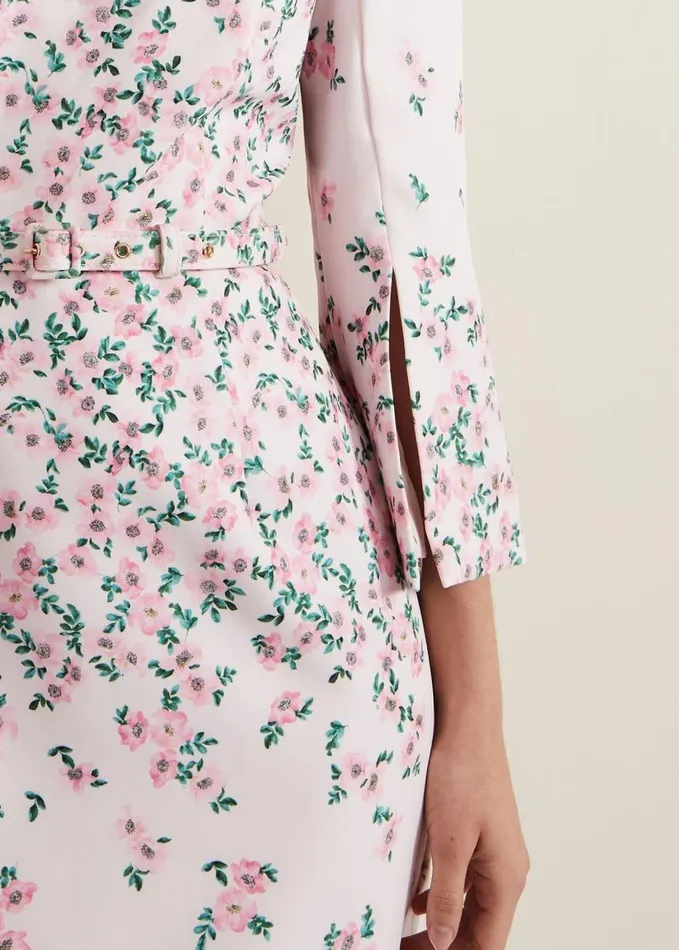 Phase Eight Giovanna Floral Belted Split Sleeve Dress Multicoloured Women Dresses