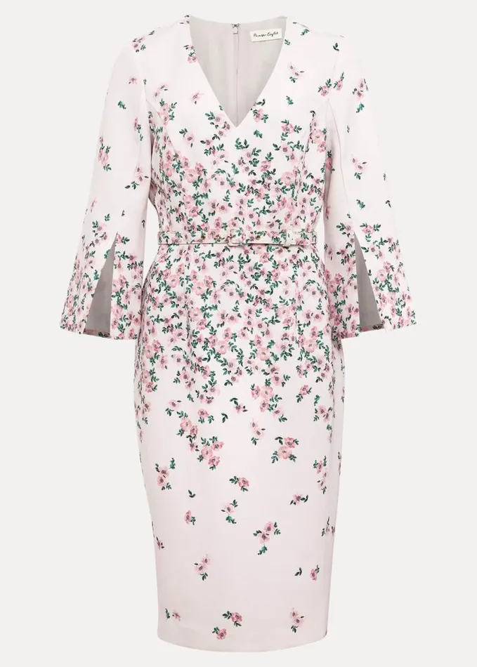 Phase Eight Giovanna Floral Belted Split Sleeve Dress Multicoloured Women Dresses