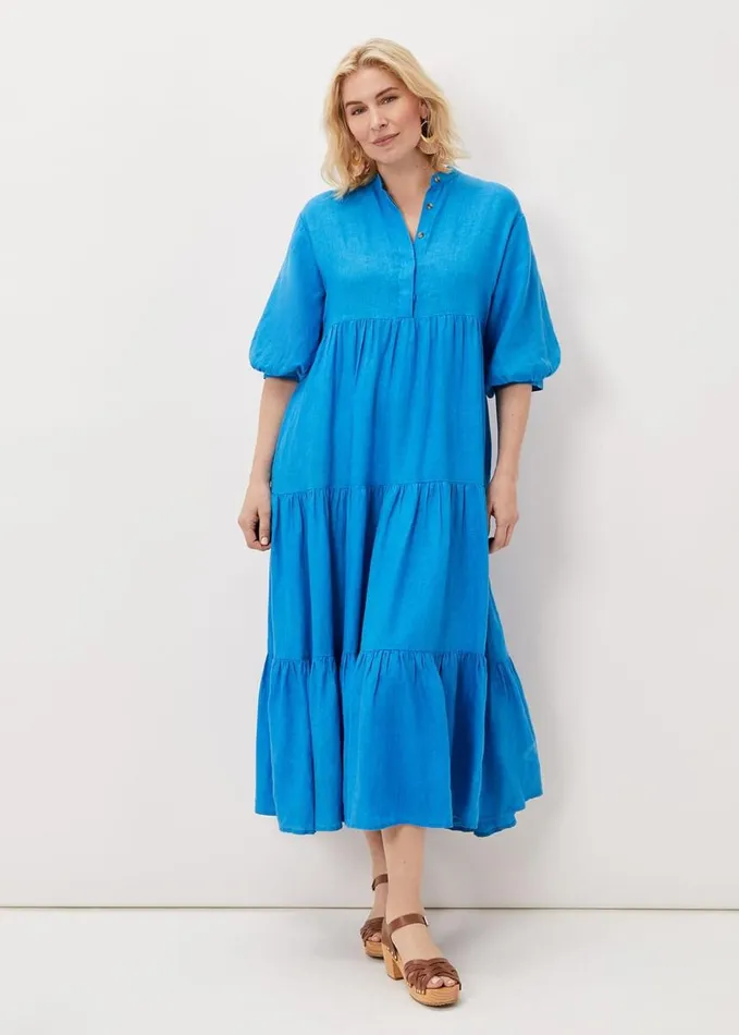 Phase Eight Gracie Tiered Maxi Dress Azure Blue Women Dresses