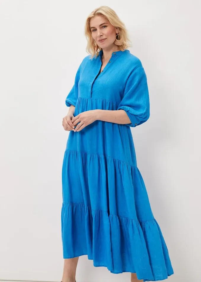 Phase Eight Gracie Tiered Maxi Dress Azure Blue Women Dresses