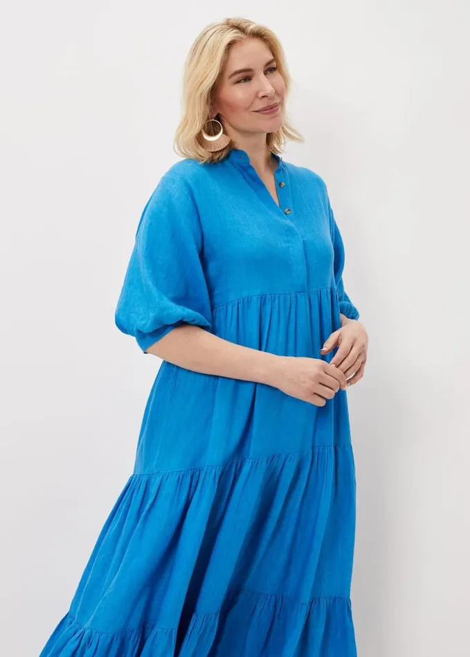 Phase Eight Gracie Tiered Maxi Dress Azure Blue Women Dresses