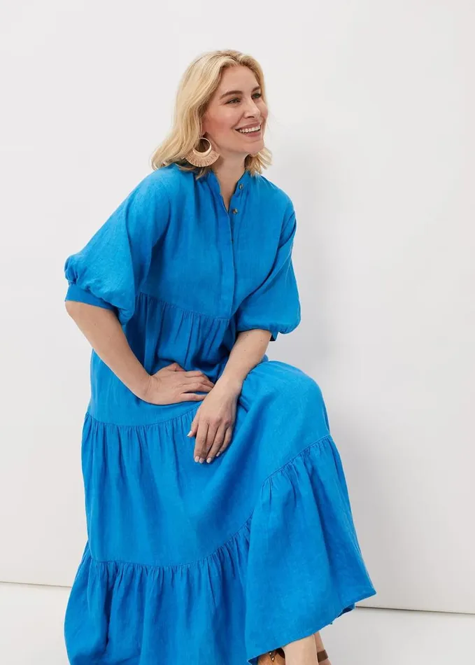 Phase Eight Gracie Tiered Maxi Dress Azure Blue Women Dresses