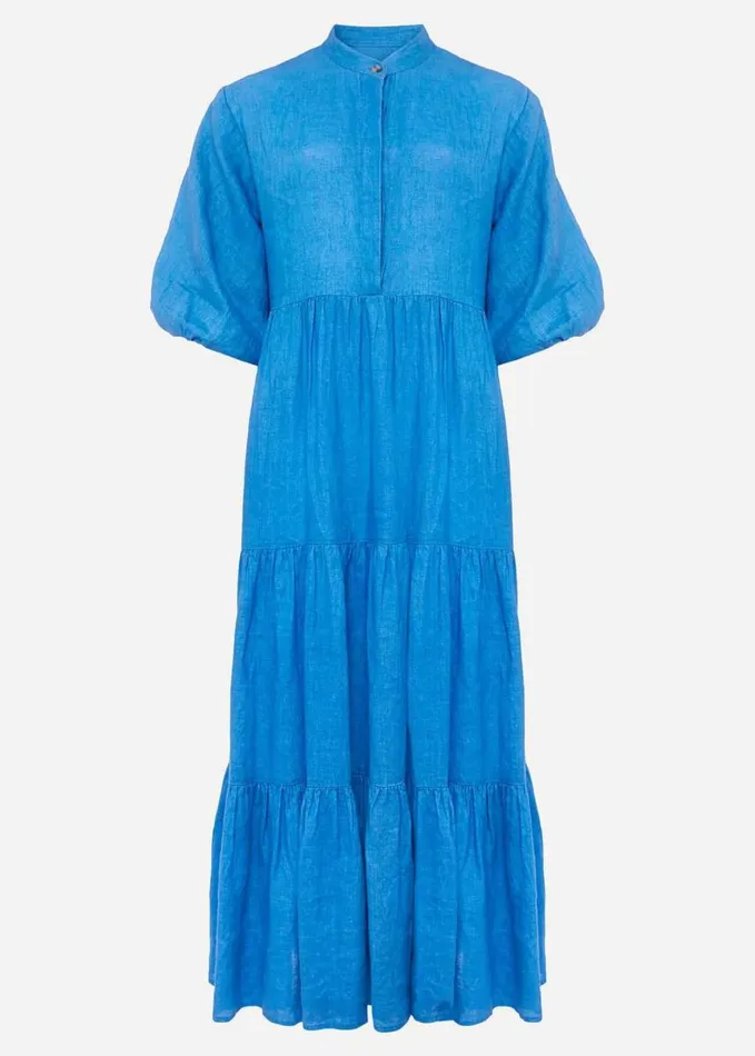 Phase Eight Gracie Tiered Maxi Dress Azure Blue Women Dresses