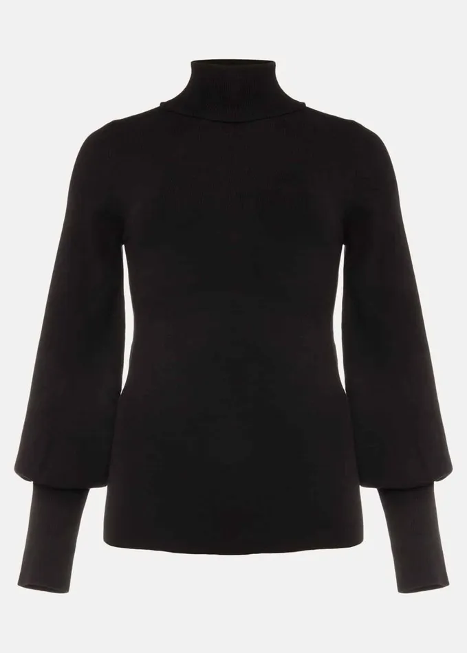 Phase Eight Gwyneth Balloon Sleeve Fine Knit Jumper Black Women Knitwear