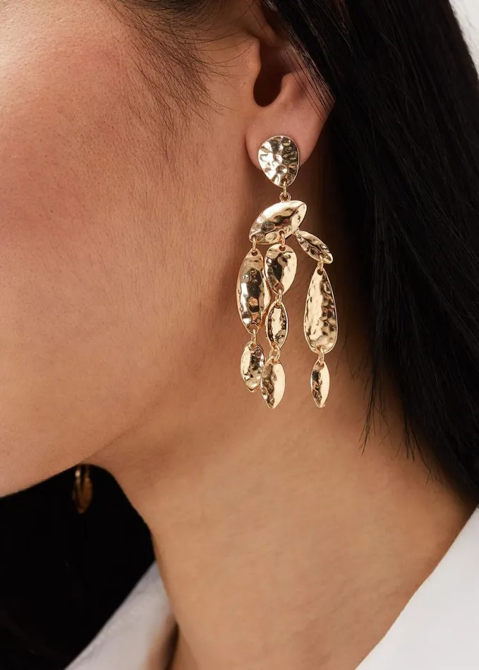 Phase Eight Hammered Finish Geo Shape Drop Earring Gold Women Jewellery
