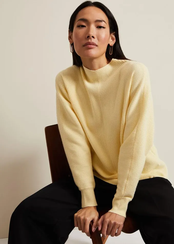 Phase Eight Hannah Funnel Neck Jumper Yellow Women Knitwear