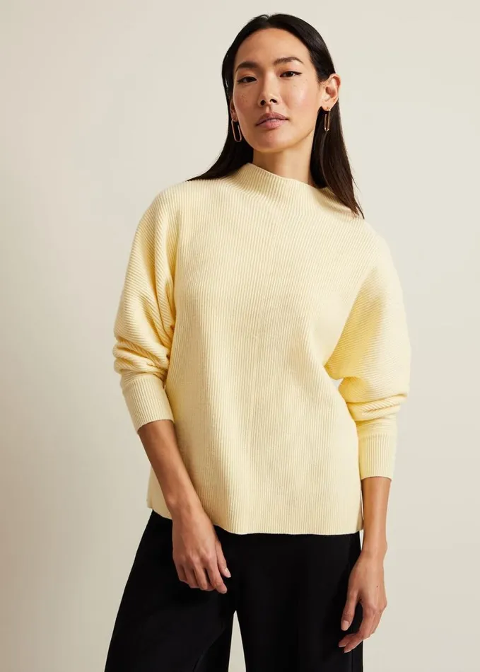 Phase Eight Hannah Funnel Neck Jumper Yellow Women Knitwear