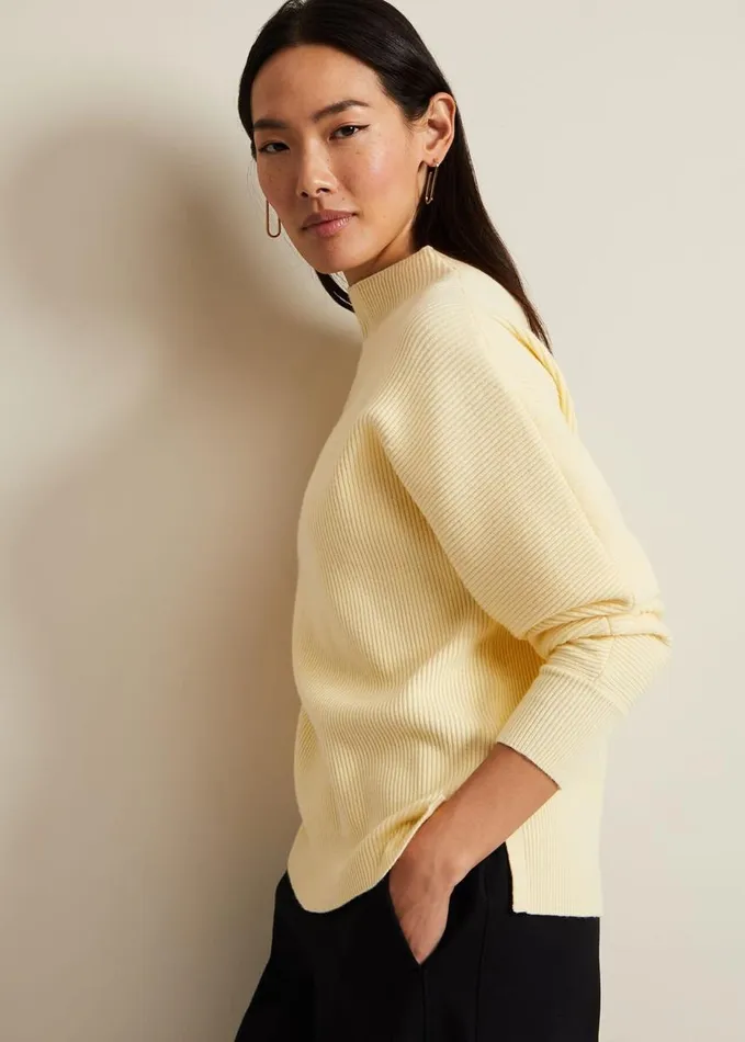 Phase Eight Hannah Funnel Neck Jumper Yellow Women Knitwear