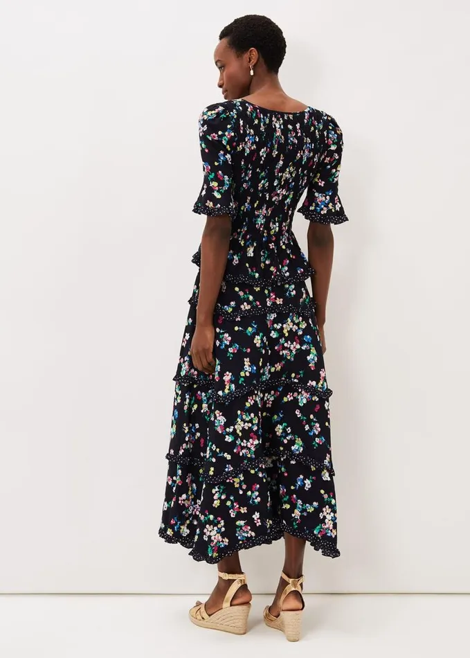 Phase Eight Hudson Floral Tiered CoOrd Skirt Blackivory Women Skirts