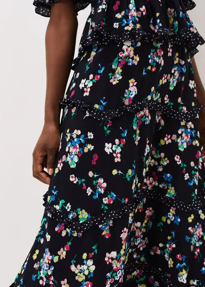 Phase Eight Hudson Floral Tiered CoOrd Skirt Blackivory Women Skirts