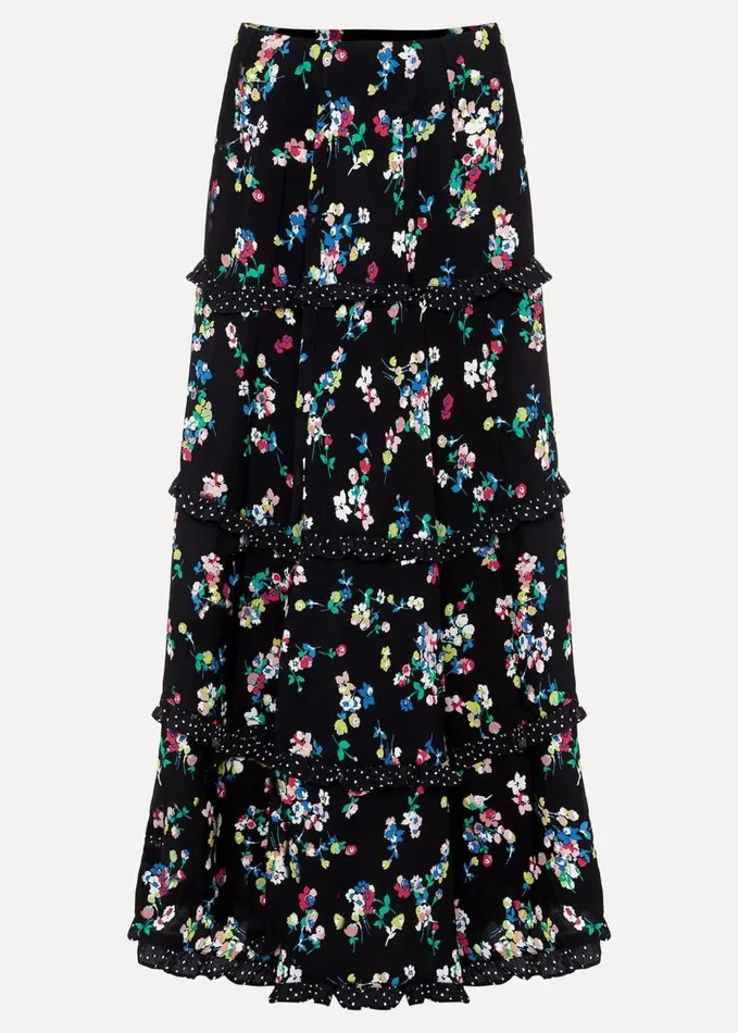 Phase Eight Hudson Floral Tiered CoOrd Skirt Blackivory Women Skirts