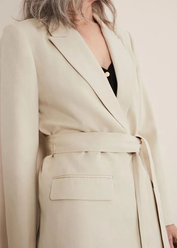 Phase Eight Inessa Linen Belted Blazer Stone Women Coats