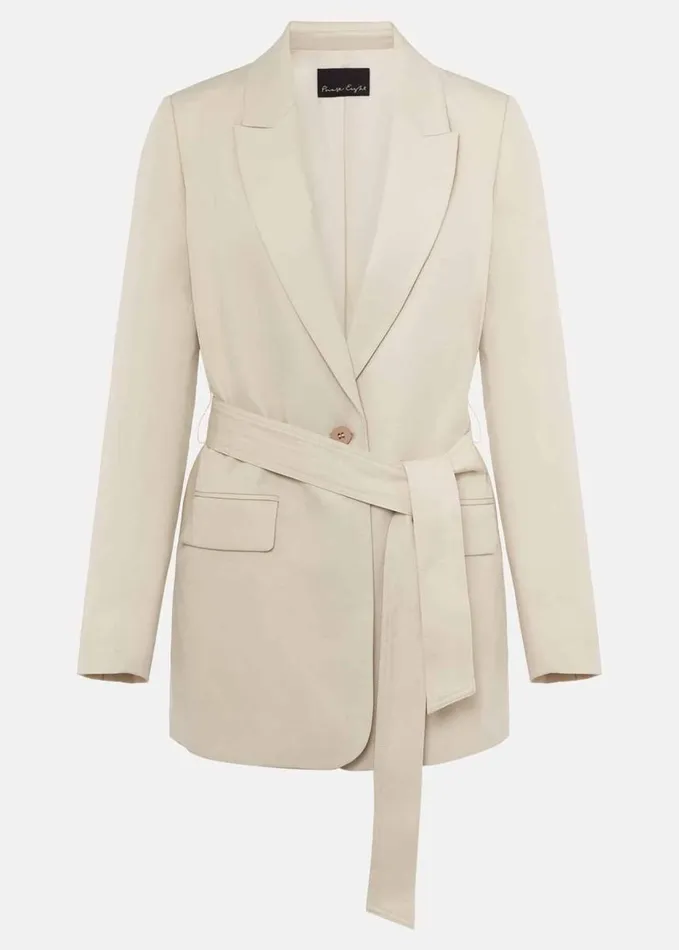Phase Eight Inessa Linen Belted Blazer Stone Women Coats