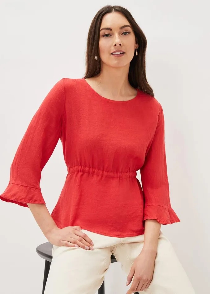 Phase Eight Iola Channel Waist Blouse Red Women Shirts and Blouses