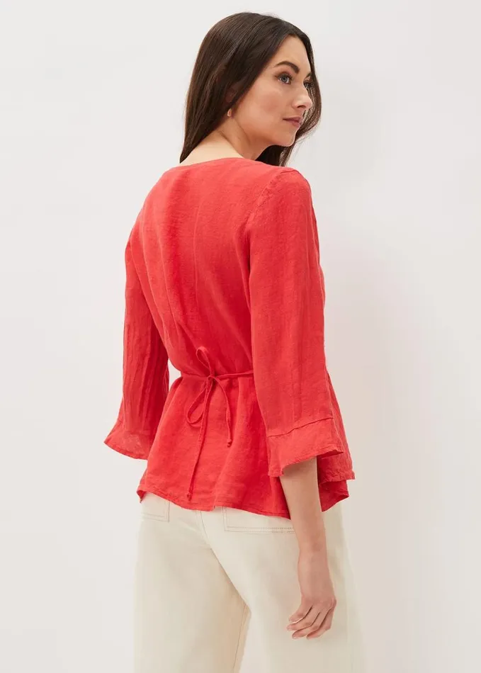 Phase Eight Iola Channel Waist Blouse Red Women Shirts and Blouses