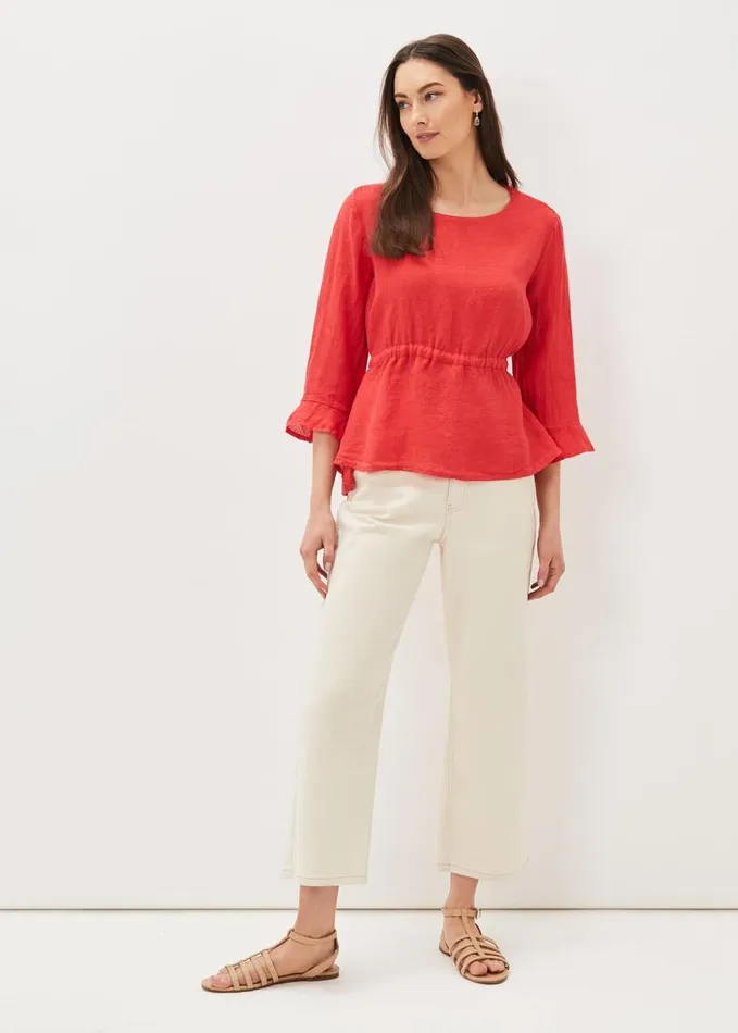 Phase Eight Iola Channel Waist Blouse Red Women Shirts and Blouses