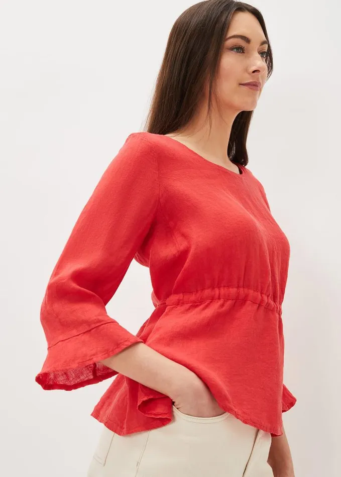 Phase Eight Iola Channel Waist Blouse Red Women Shirts and Blouses