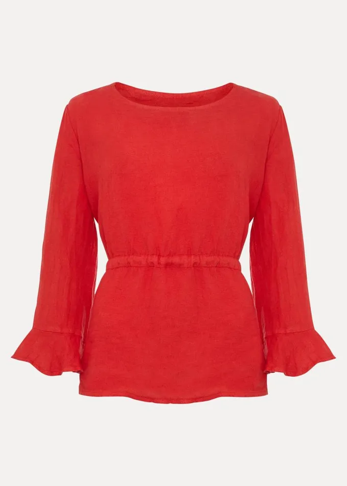 Phase Eight Iola Channel Waist Blouse Red Women Shirts and Blouses