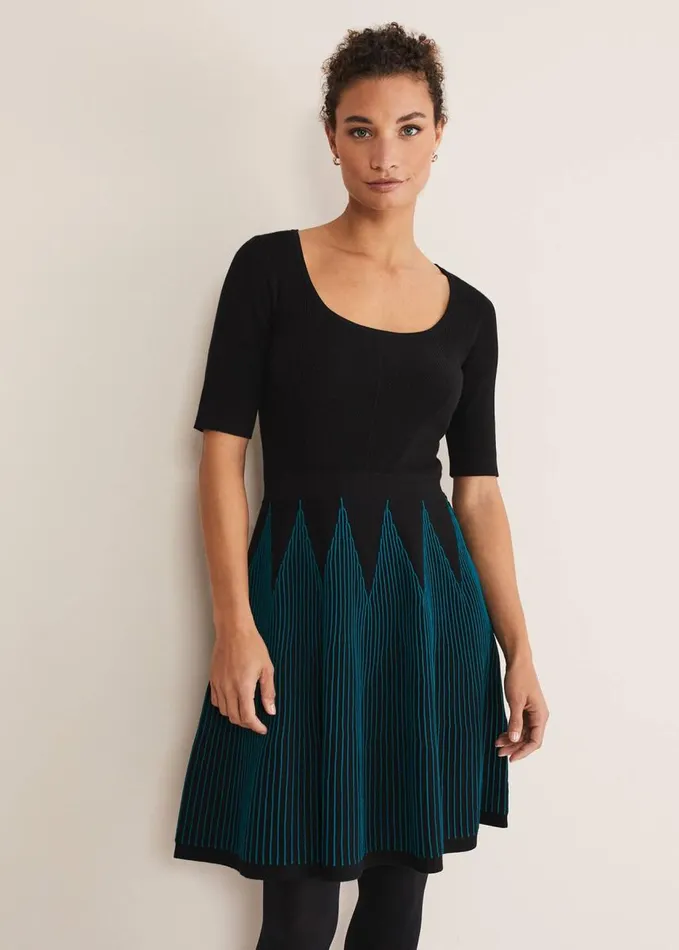 Phase Eight Isadora Knitted Mini Dress Blackmulti Women Dresses