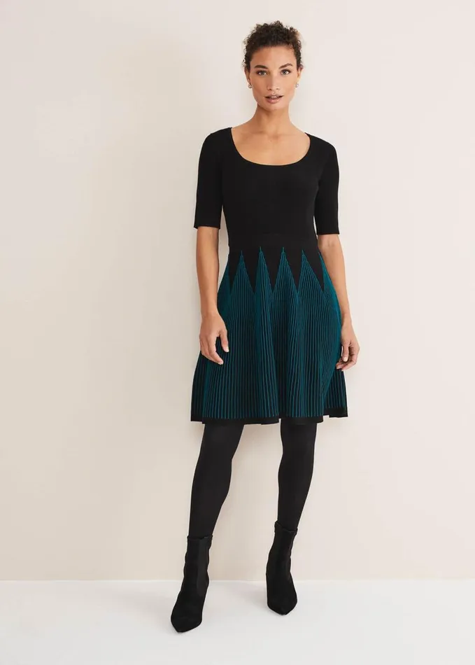Phase Eight Isadora Knitted Mini Dress Blackmulti Women Dresses