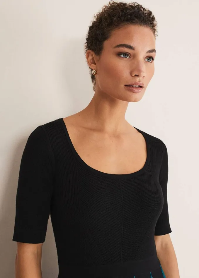 Phase Eight Isadora Knitted Mini Dress Blackmulti Women Dresses