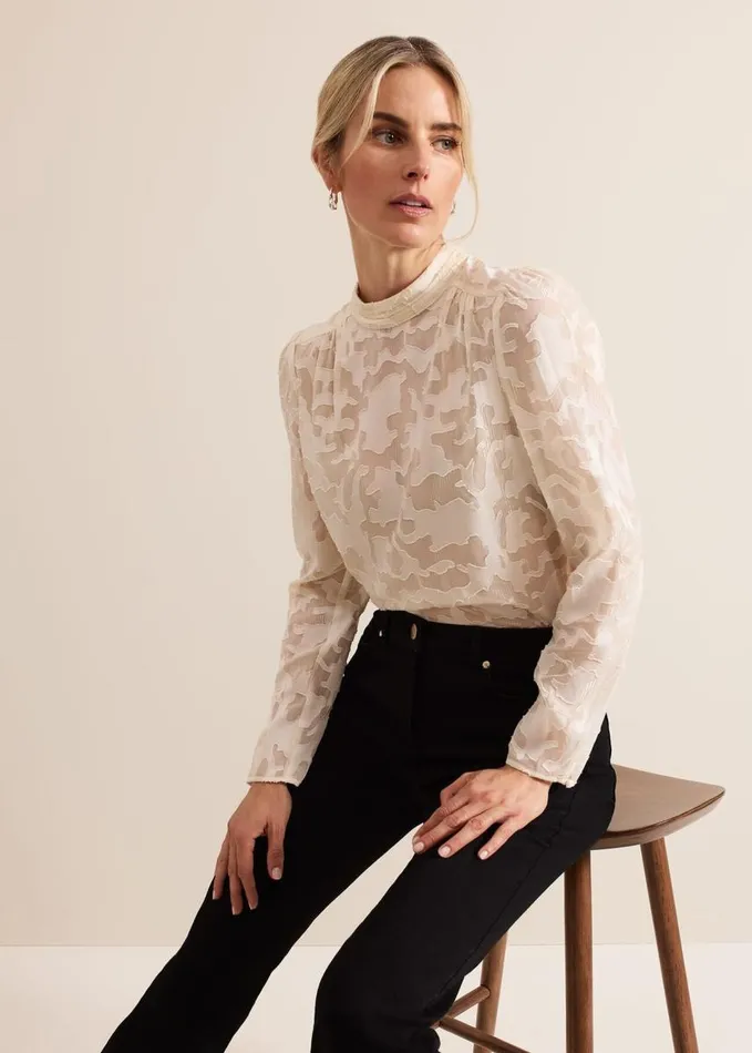 Phase Eight Jacey Metallic Blouse Oyster Women Shirts and Blouses