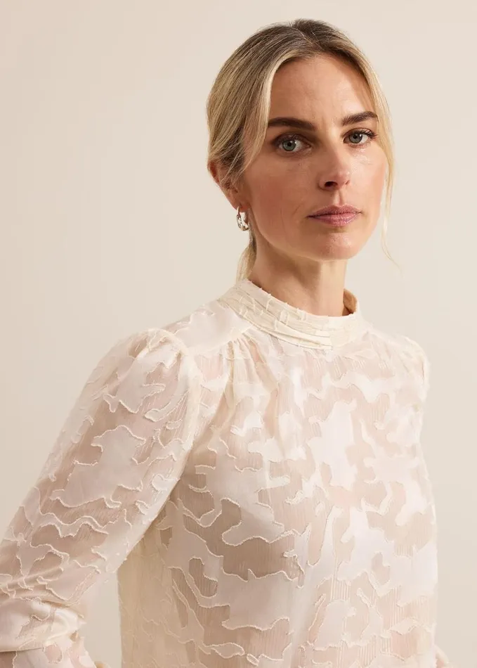Phase Eight Jacey Metallic Blouse Oyster Women Shirts and Blouses