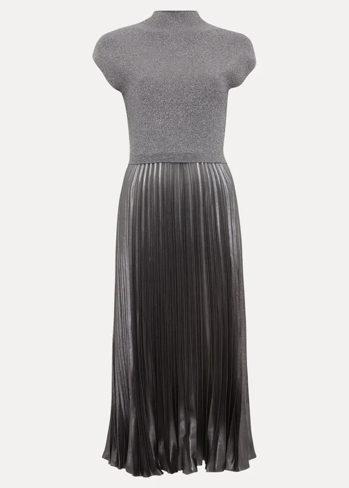 Phase Eight Jayla Metallic Knit Dress Silver Women Dresses