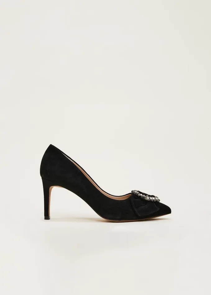Phase Eight Jewel Front Bow Court Shoe Black Women Heels