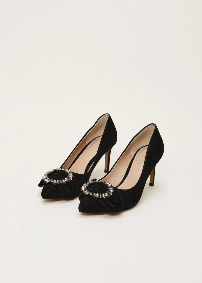 Phase Eight Jewel Front Bow Court Shoe Black Women Heels