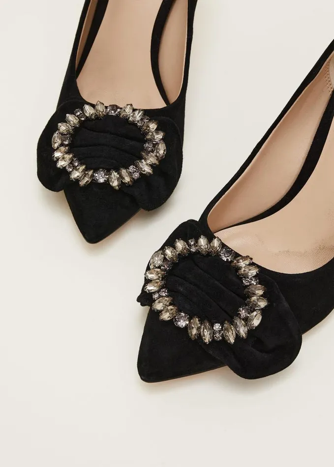 Phase Eight Jewel Front Bow Court Shoe Black Women Heels