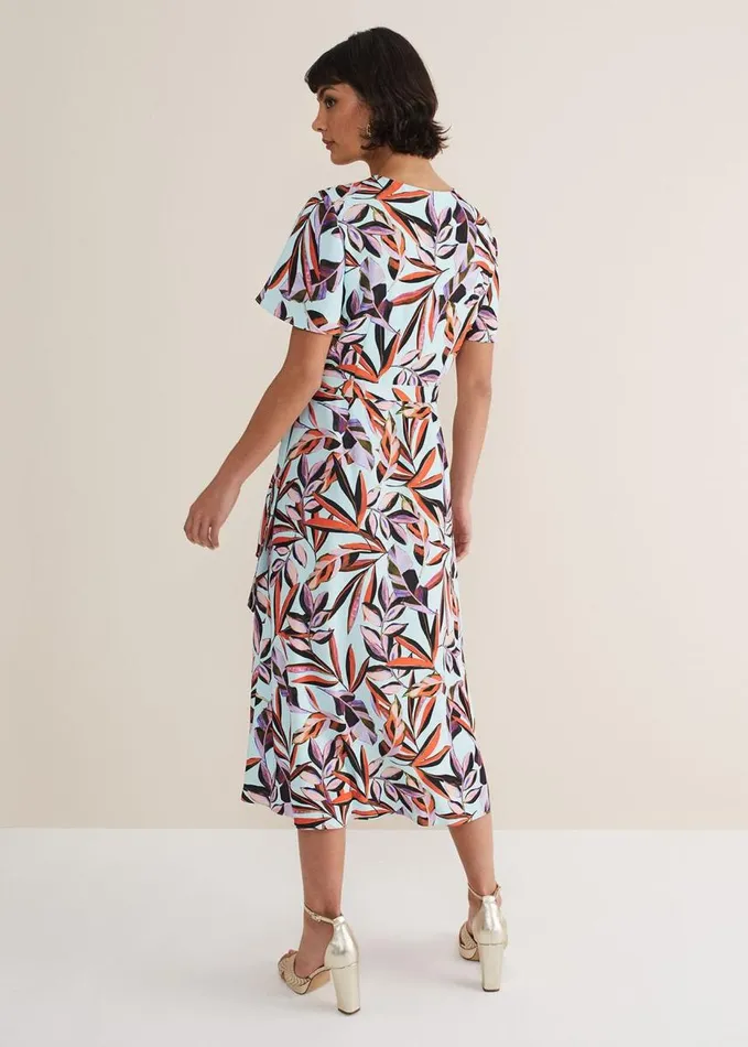 Phase Eight Julissa Ruffle Wrap Midi Dress Aquamulti Women Dresses