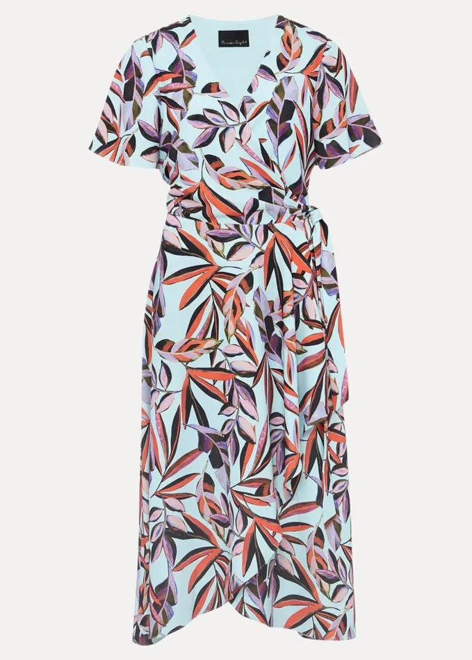 Phase Eight Julissa Ruffle Wrap Midi Dress Aquamulti Women Dresses