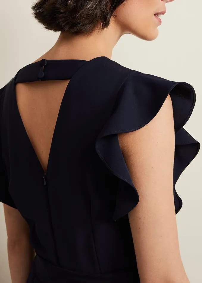 Phase Eight Kallie V Neck Frill Jumpsuit Navy Women Dresses