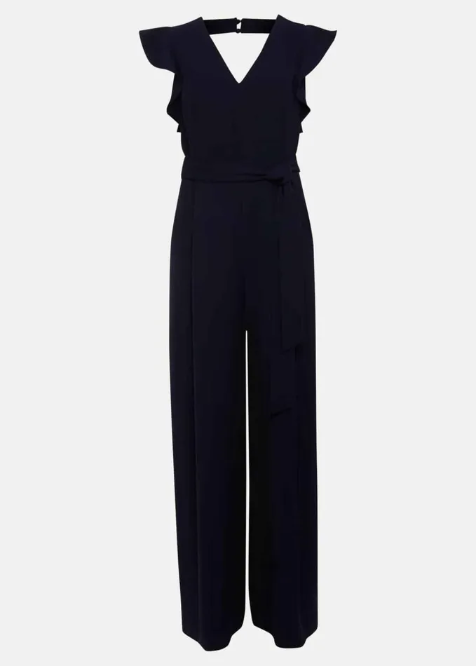 Phase Eight Kallie V Neck Frill Jumpsuit Navy Women Dresses