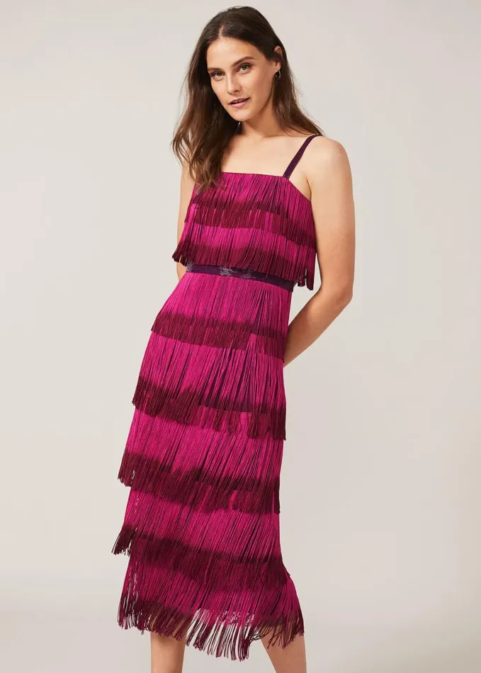 Phase Eight Katalina Dip Dye Fringe Dress Magentaorchid Women Dresses