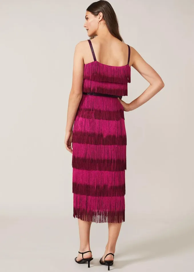 Phase Eight Katalina Dip Dye Fringe Dress Magentaorchid Women Dresses