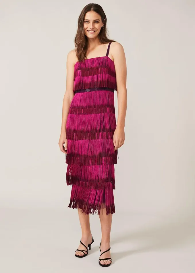 Phase Eight Katalina Dip Dye Fringe Dress Magentaorchid Women Dresses