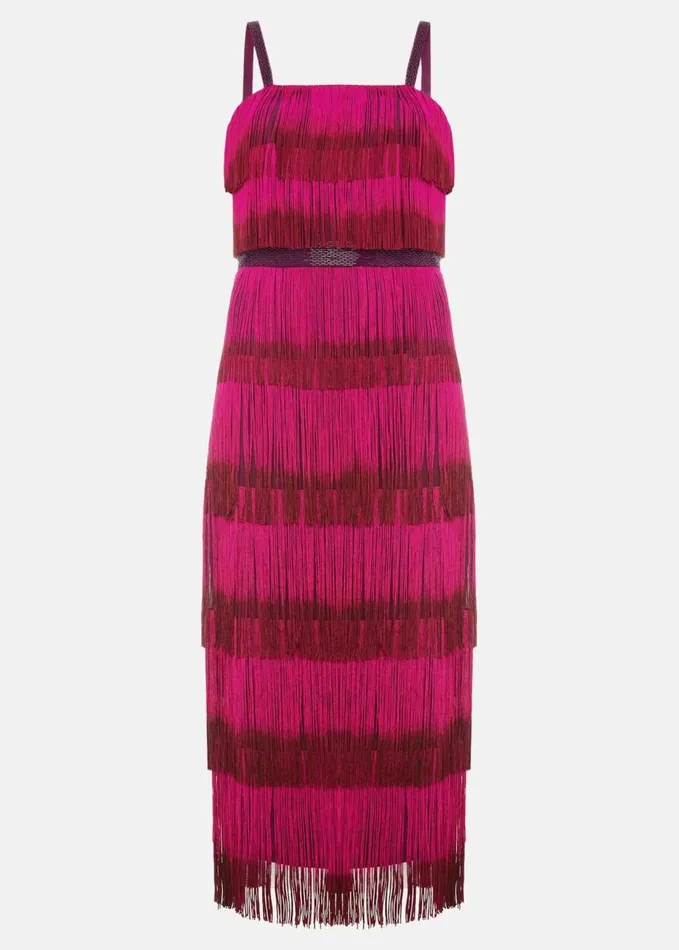 Phase Eight Katalina Dip Dye Fringe Dress Magentaorchid Women Dresses