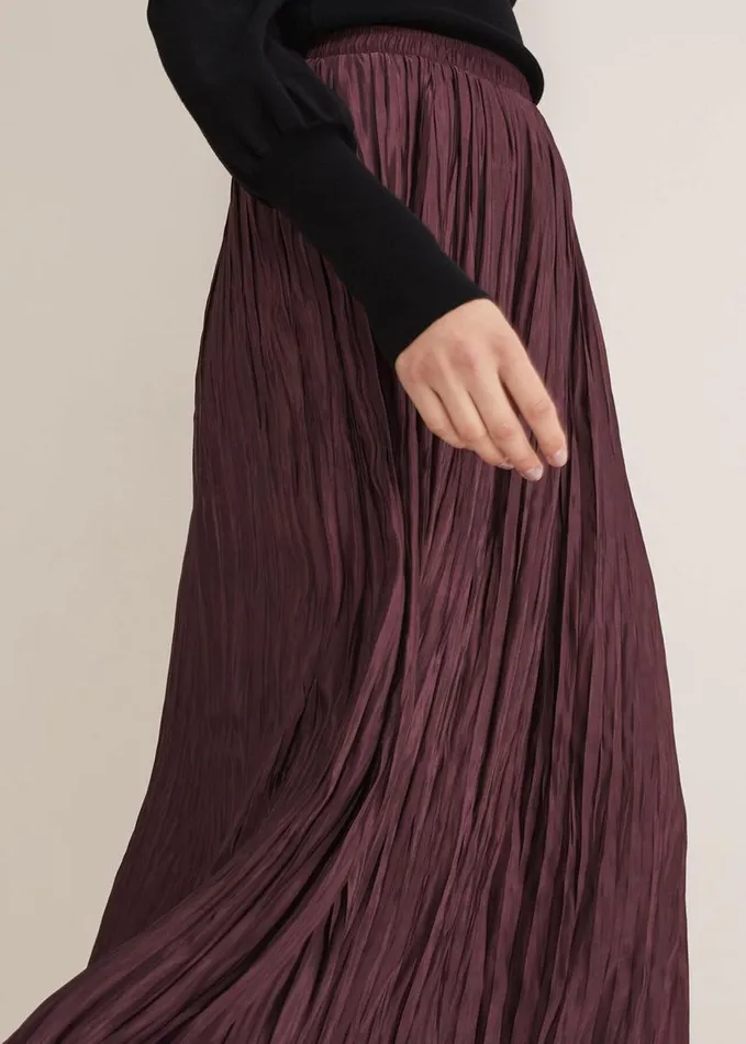 Phase Eight Kate Plisse Midi Skirt Aubergine Women Skirts