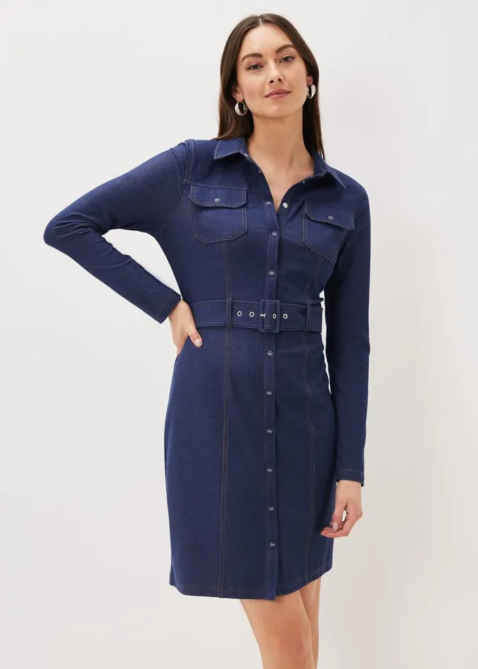 Phase Eight Kathryn Denim Fitted Jersey Dress Denim Women Dresses