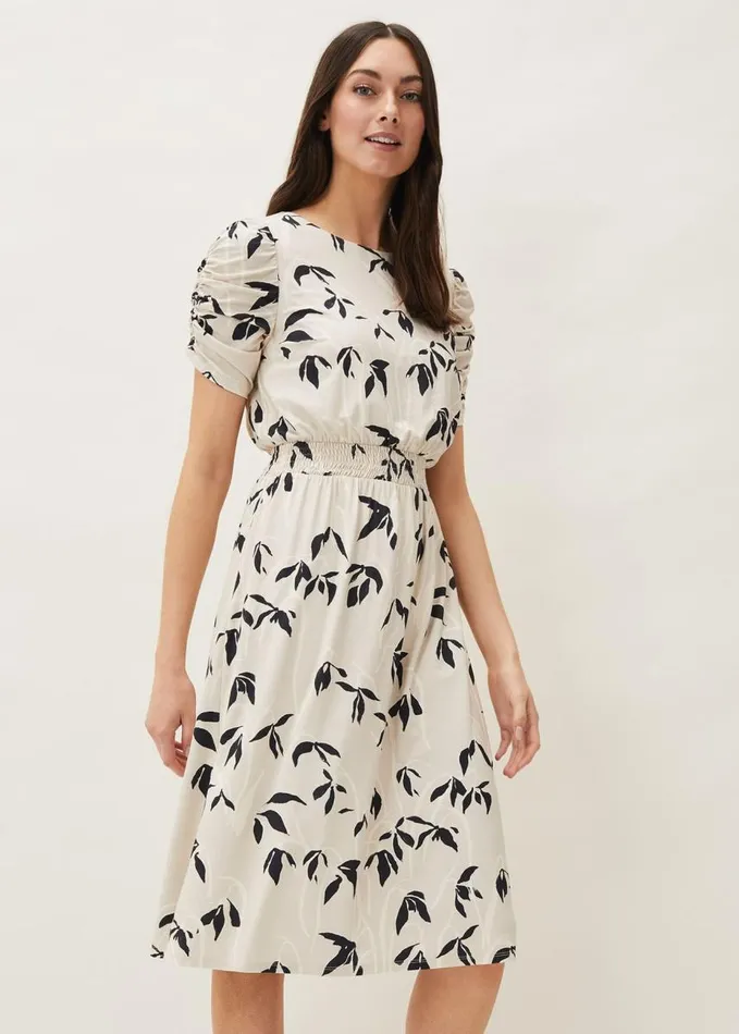 Phase Eight Keeley Floral Print Dress Stone Women Dresses