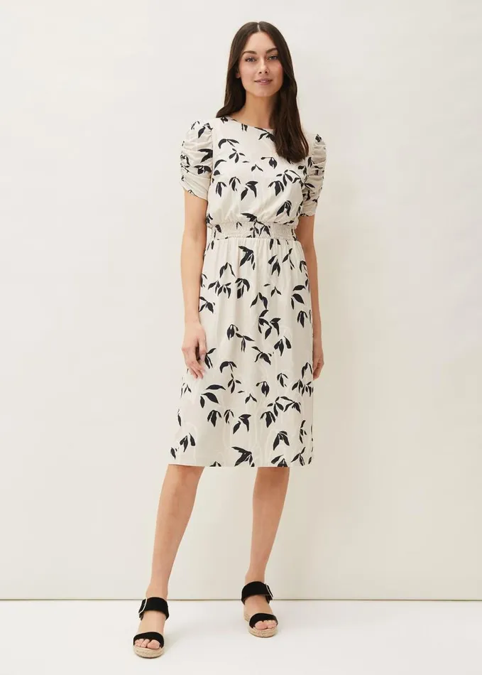 Phase Eight Keeley Floral Print Dress Stone Women Dresses