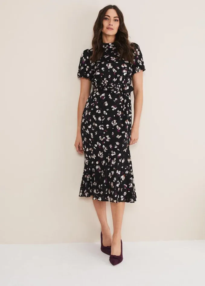 Phase Eight Kensley Print Puff Sleeve Dress Multicoloured Women Dresses