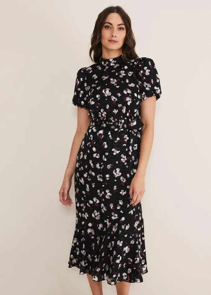 Phase Eight Kensley Print Puff Sleeve Dress Multicoloured Women Dresses
