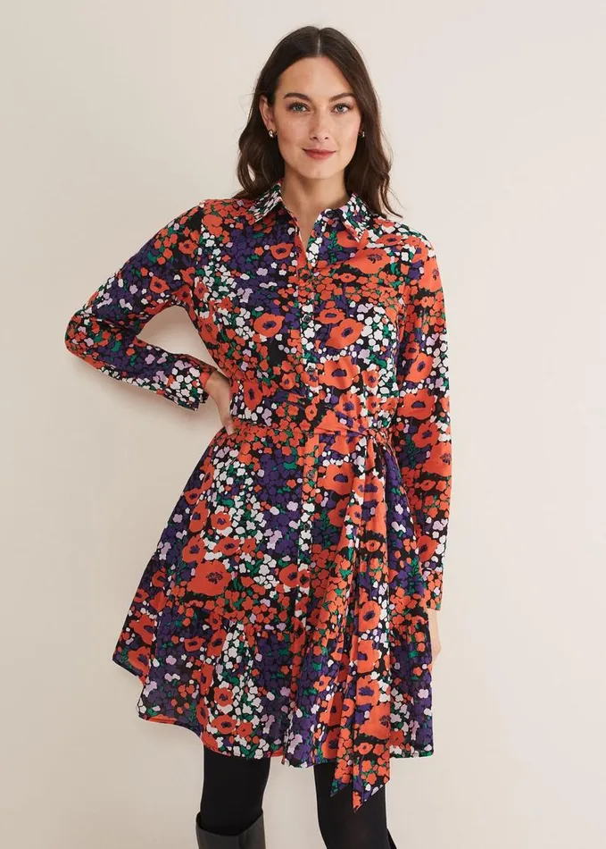 Phase Eight Kerri Cotton Floral Mini Dress Red Women Dresses