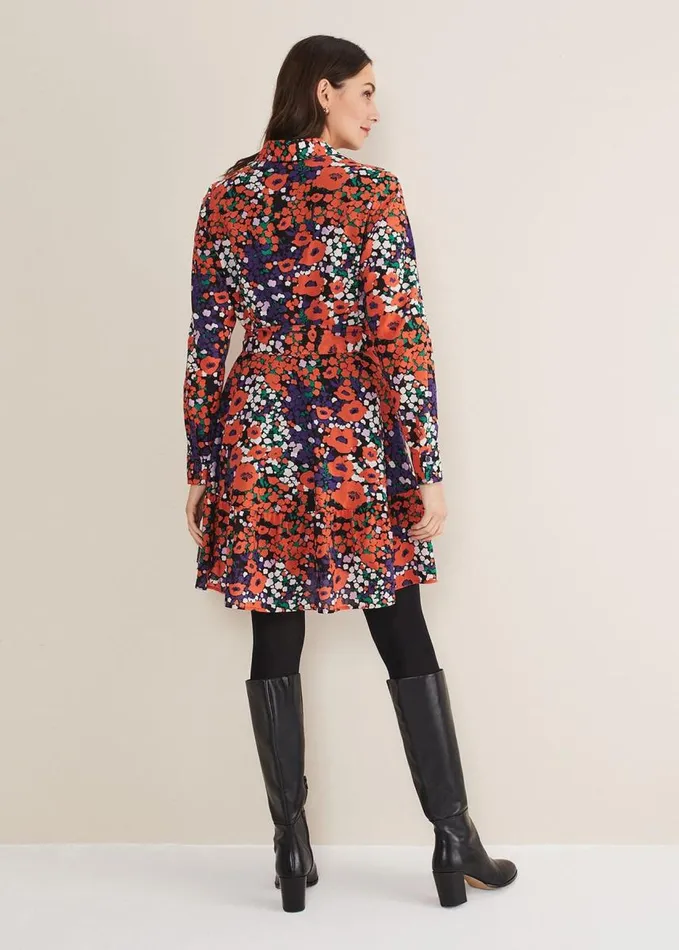 Phase Eight Kerri Cotton Floral Mini Dress Red Women Dresses
