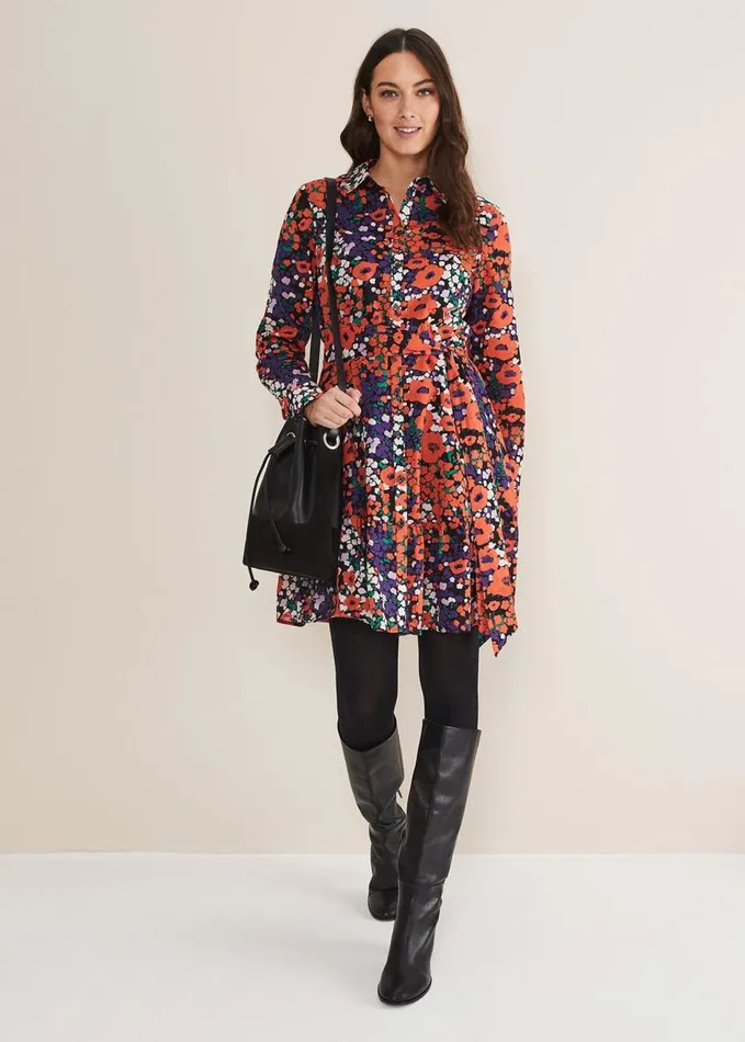 Phase Eight Kerri Cotton Floral Mini Dress Red Women Dresses