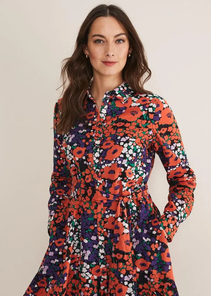 Phase Eight Kerri Cotton Floral Mini Dress Red Women Dresses