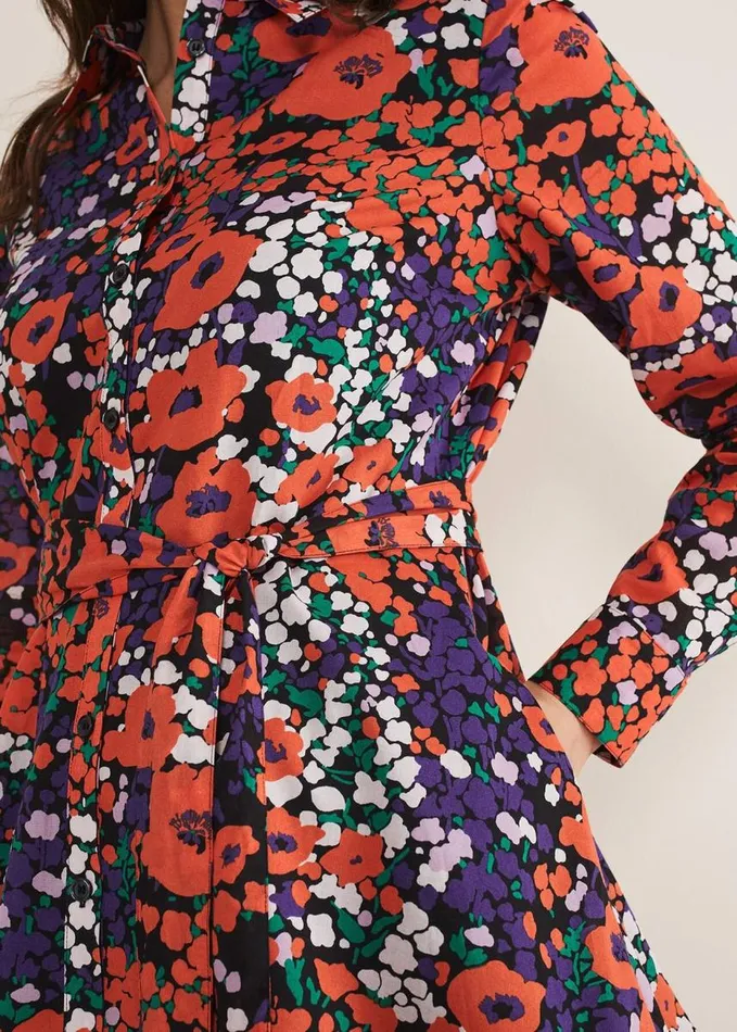 Phase Eight Kerri Cotton Floral Mini Dress Red Women Dresses